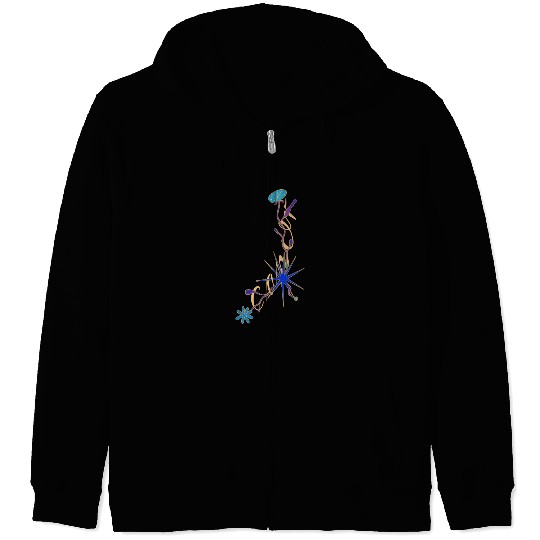 Cancer – Floral Star Constellation Script Zip Hoodies