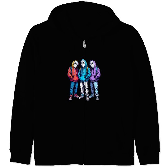 Mysterious Zip Hoodies Trio – Street Art Aesthetic