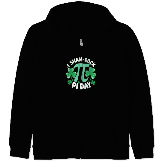 Funny St. Patrick's Day Pi Day Shamrock Design Zip Hoodies