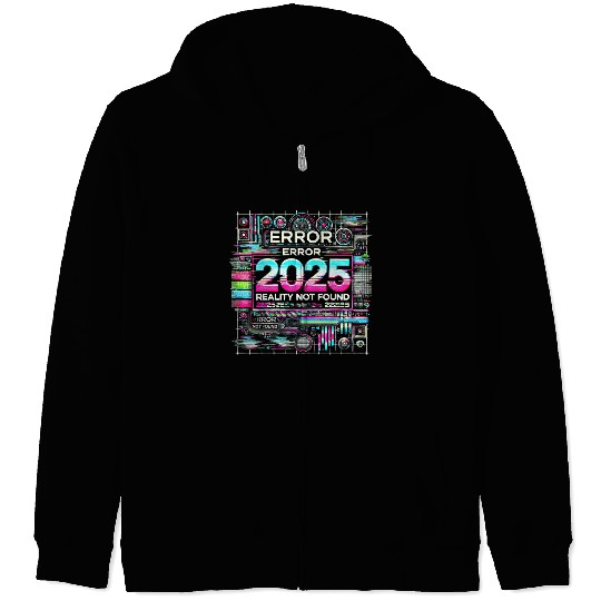 Futuristic Glitch Aesthetic Cyberpunk Design Zip Hoodies