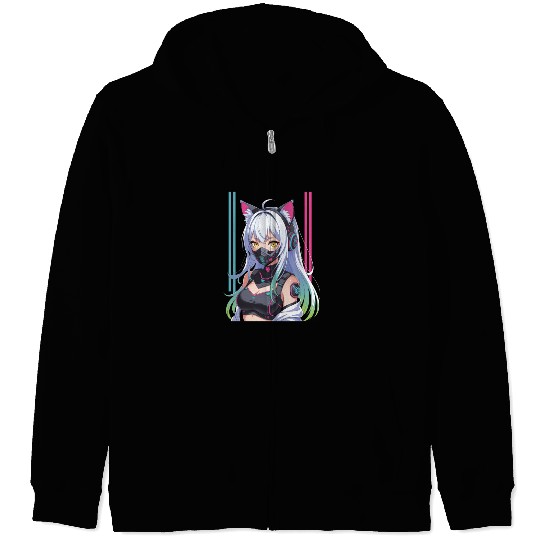 Futuristic Cyberpunk Girl Zip Hoodies