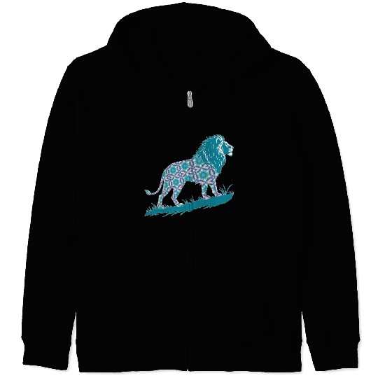 Star of David Pattern 8 Lion of Judah Zip Hoodies