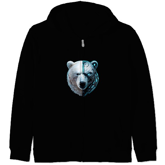 Cyborg Polar Bear Zip Hoodies