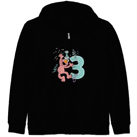 Sesame Street Birthday Design With Elmo 3 Years Zip Hoodies