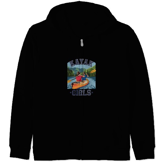 Kayak Girls Adventure in Scenic Nature Waters Zip Hoodies