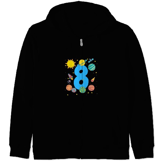 Space Birthday Number Eight Adventure Zip Hoodies