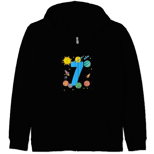 Space Adventure Theme Number Seven Zip Hoodies