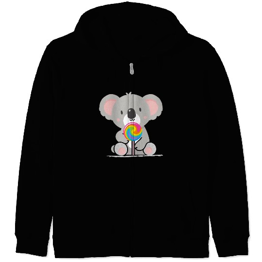 Cute koala with a colorful lollipop Zip Hoodies