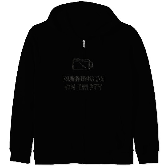 RUNNING ON EMPTY – Black Thread on Beige Zip Hoodies