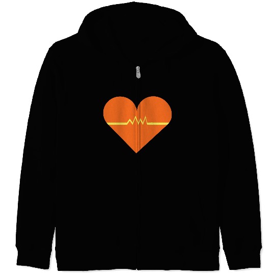 Heartbeat with Heart health care and Cardiac Zip Hoodies