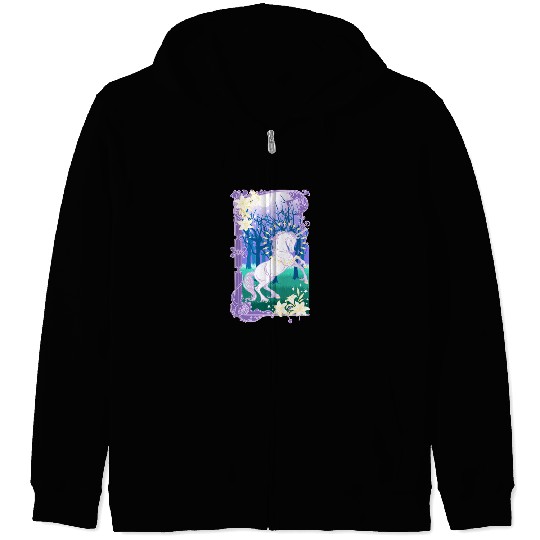 Unicorn fantasy lilac moon Zip Hoodies