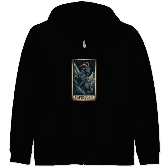 Zodiac Card Capricorn Zip Hoodies