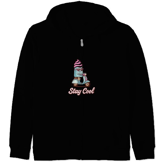 Stay Cool – Ice Cream on Scooter Zip Hoodies