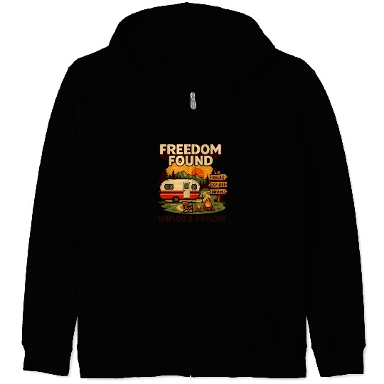 Freedom Found Vintage Camper Adventure Zip Hoodies