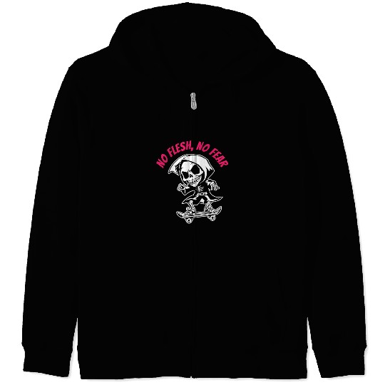 NO FLESH NO FEAR Skeleton Skateboard Gothic Street Zip Hoodies