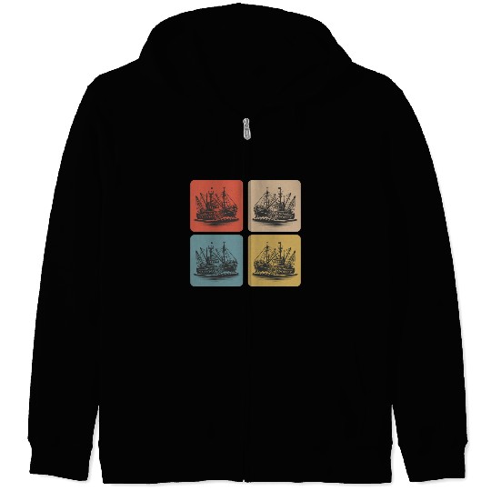 Vintage fishing boat - Maritime Nostalgia Zip Hoodies