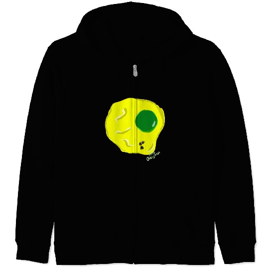 Yellow and green fried egg and flies Zip Hoodies
