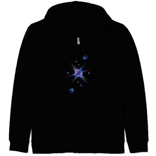Vibrant Geometric Explosion in Neon Colors Zip Hoodies