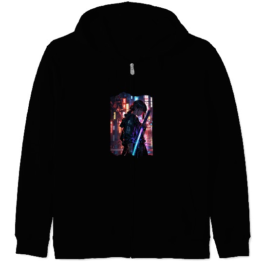 Cyberpunk Samurai Girl Zip Hoodies