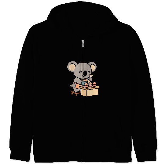 Cute Koala Decorating Cupcakes Zip Hoodies
