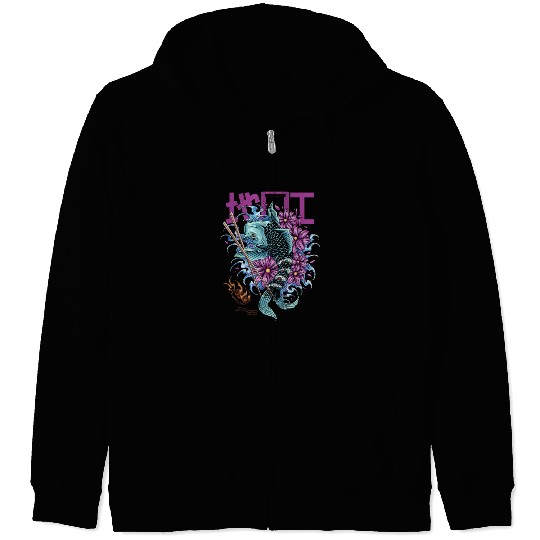 Tattoo Koi Fish & Sakura Flowers – Japanes Art Zip Hoodies
