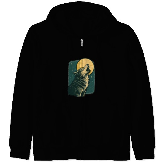 Lone wolf howl at the moon Zip Hoodies