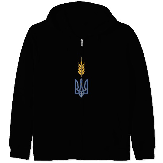 Ukraine Trident Wheat Symbol Ukrainian Heritage Zip Hoodies