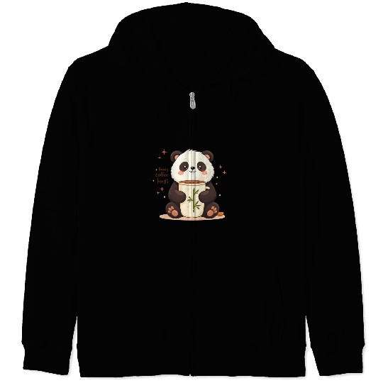 Beary Coffee Hugs! - Cute Panda & Warm Embrace Zip Hoodies