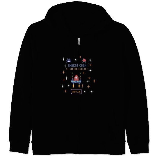 Retro Gamer Zip Hoodies - Insert Coin to Escape Reality