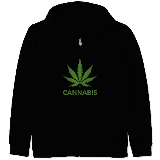 Cannabis Hemp Leaf Statement Green Look Zip Hoodies