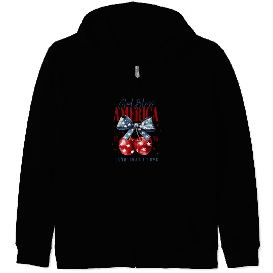 4th of July Cherry America Coquette Zip Hoodies