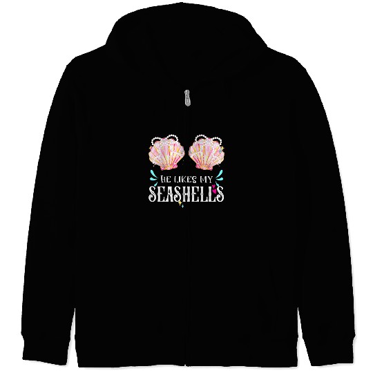 She likes my Seashells summer crusin couple love Zip Hoodies