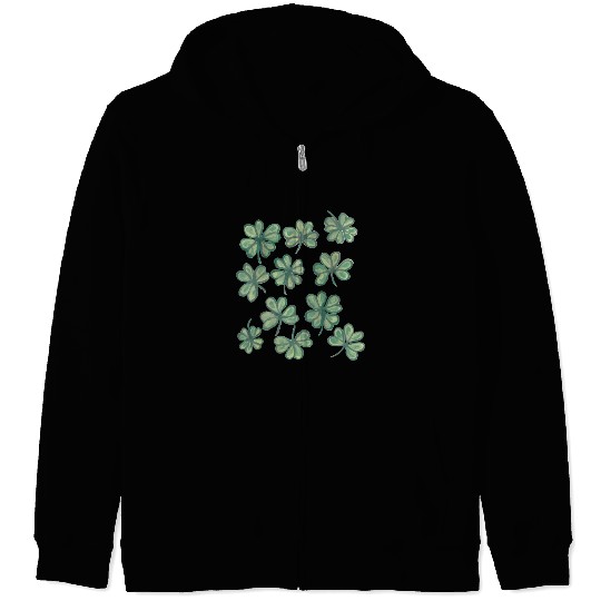 A collection of green watercolor clovers Zip Hoodies