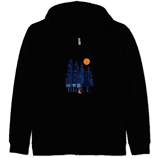 Fox in Sunset Forest Zip Hoodies