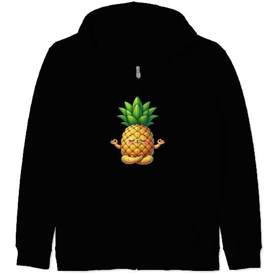 Cute pineapple cartoon yoga meditation relaxation Zip Hoodies