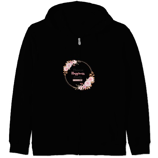 Choose Happiness Floral Frame - Bloom With Joy Zip Hoodies