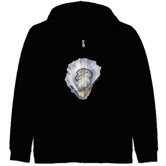 Watercolor Oyster Shell Zip Hoodies
