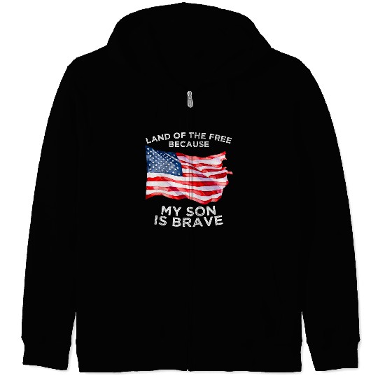Land of the free because my son is brave USA Zip Hoodies