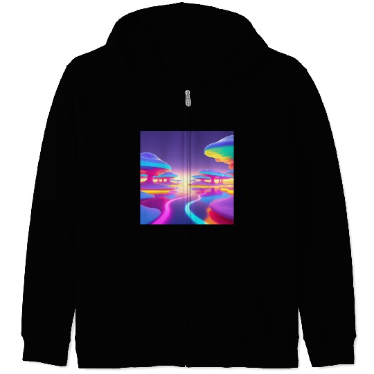 Floating Islands of Light – Psychedelic Minimal Zip Hoodies