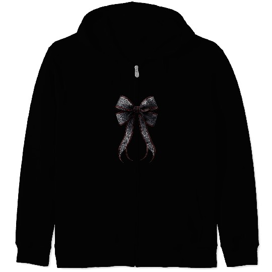 lace bow Zip Hoodies