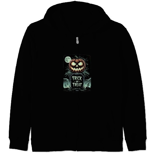 Halloween Horror Scary Thriller Trick Or Treat Zip Hoodies