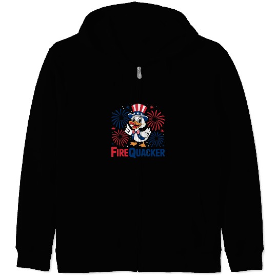 Womens Duck Firequacker Patriotic Fourth of July I Zip Hoodies