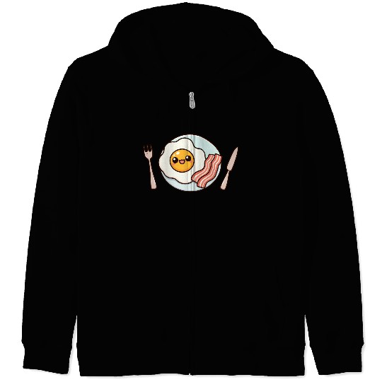 Whimsical Sunny Side Fried Egg Design Zip Hoodies