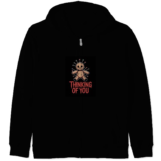Voodoo Doll Humor – Thinking of You Dark Sarcastic Zip Hoodies