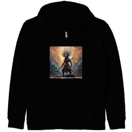 Ogun: The Warrior of Iron and Strength Zip Hoodies