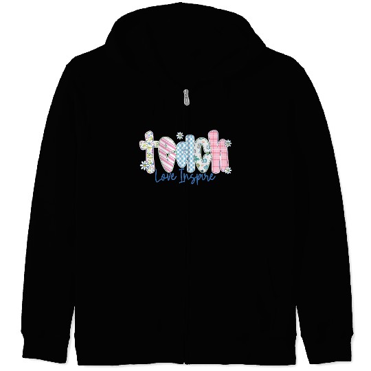 Preppy Teacher Teach Love Inspire Zip Hoodies