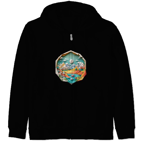3D landscape Zip Hoodies