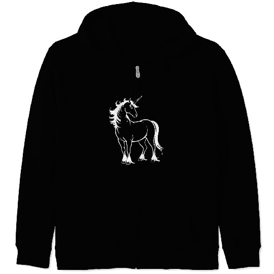 Majestic Unicorn Outline Zip Hoodies