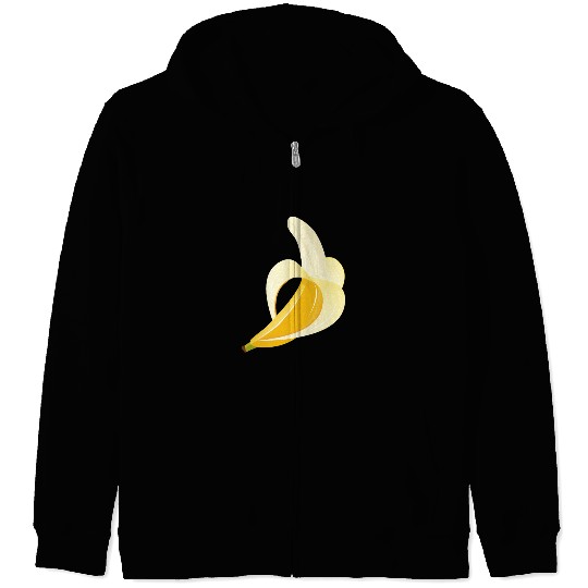 Bright yellow banana – peeled motif Zip Hoodies