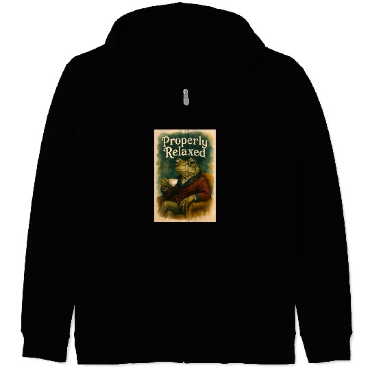 Sophisticated Frog Tea Poster Zip Hoodies